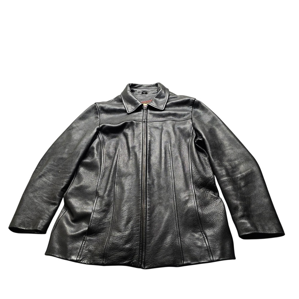 Wilsons Leather Jacket Womens L Black Genuine Leather Thinsulate Full Zip Moto